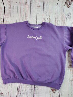 Barstool Sports Golf Sweatshirt Womens Medium Purple Loose Script Print Crewneck